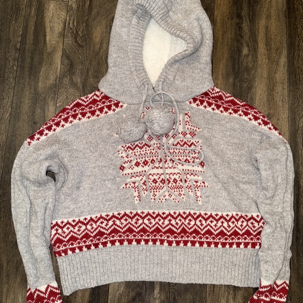 Women's‎ Cropped Hoodie Ruby Moon Size Small Holiday /Christmas Themed